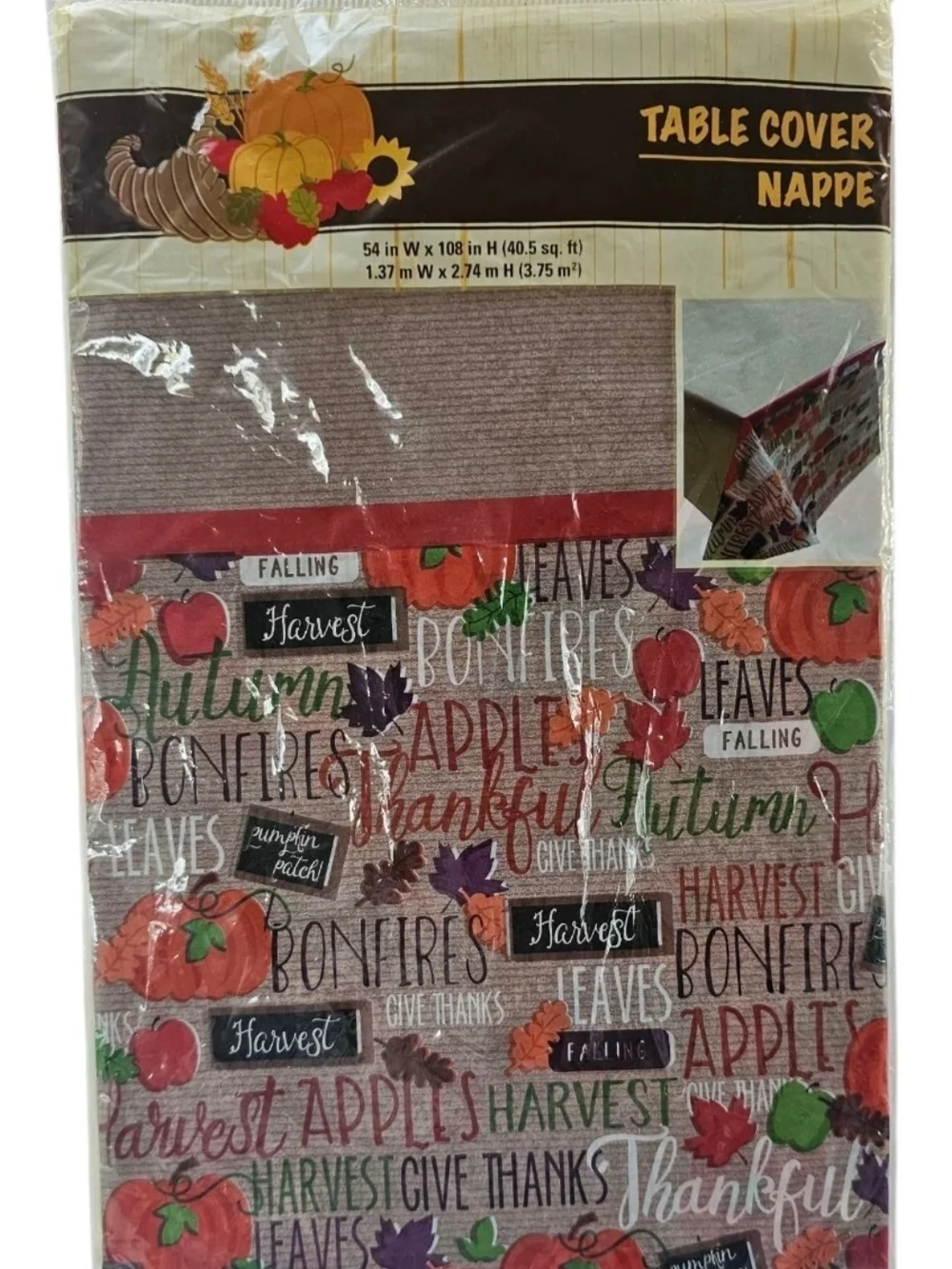 3 Thanksgiving Plastic Table Cloth Nappe Rectangle 54